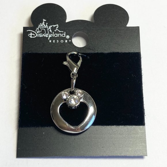 Vintage Disney Mickey Mouse Ears Charm Heart Crystal Signed Zipper Pull Bracelet - Picture 3 of 13